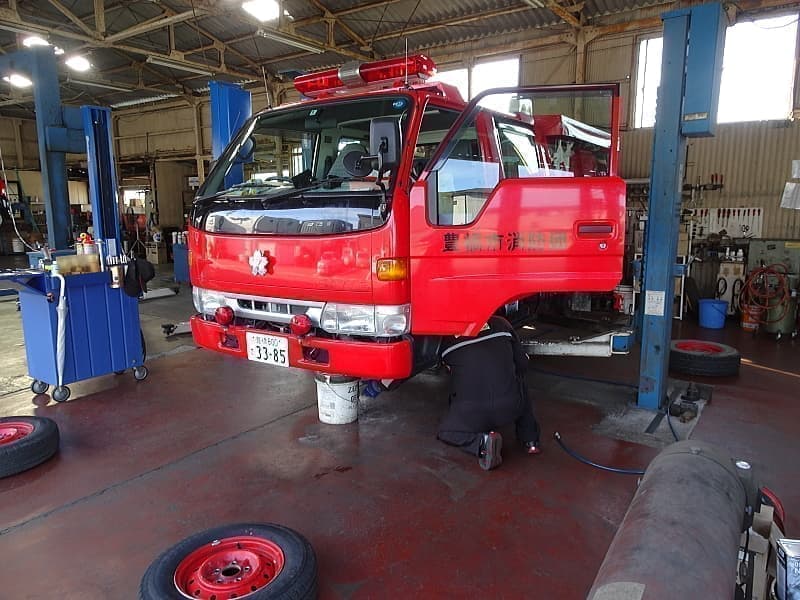 消防車も車検しています。